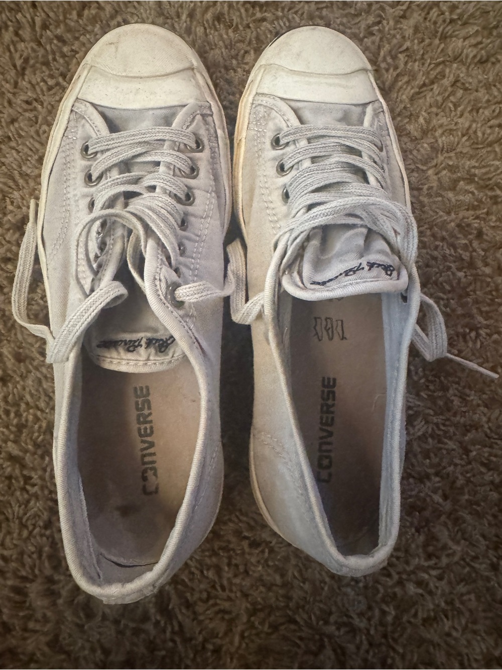 Converse (Jack Purcell) Low-Top Canvas Sneakers in Light Gray and White